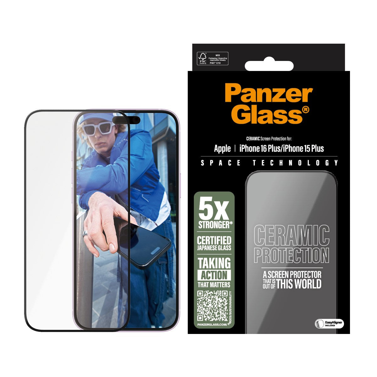 PanzerGlass® Ceramic Screen Protector iPhone 16 Plus | 15 Plus | Ultra-Wide Fit